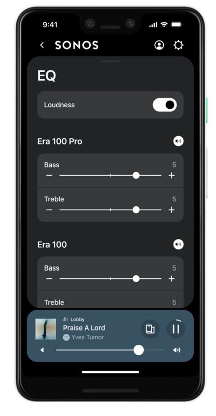 Zones settings in Sonos app for iOS.