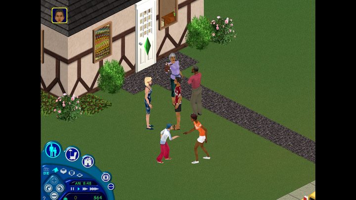 Sims party on the lawn in The Sims Legacy Collection.