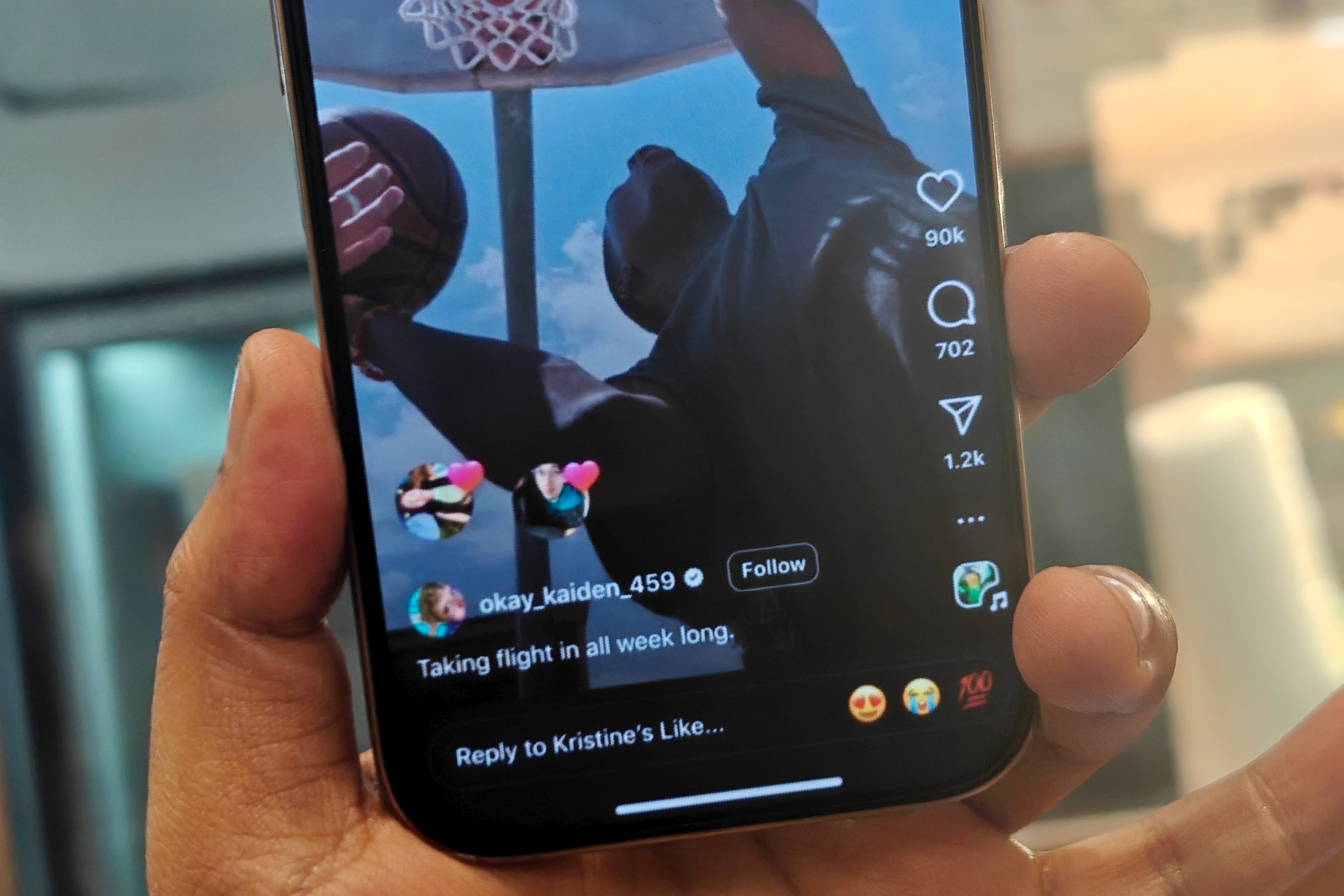 Profile label for mutual likes on a video on Instagram.