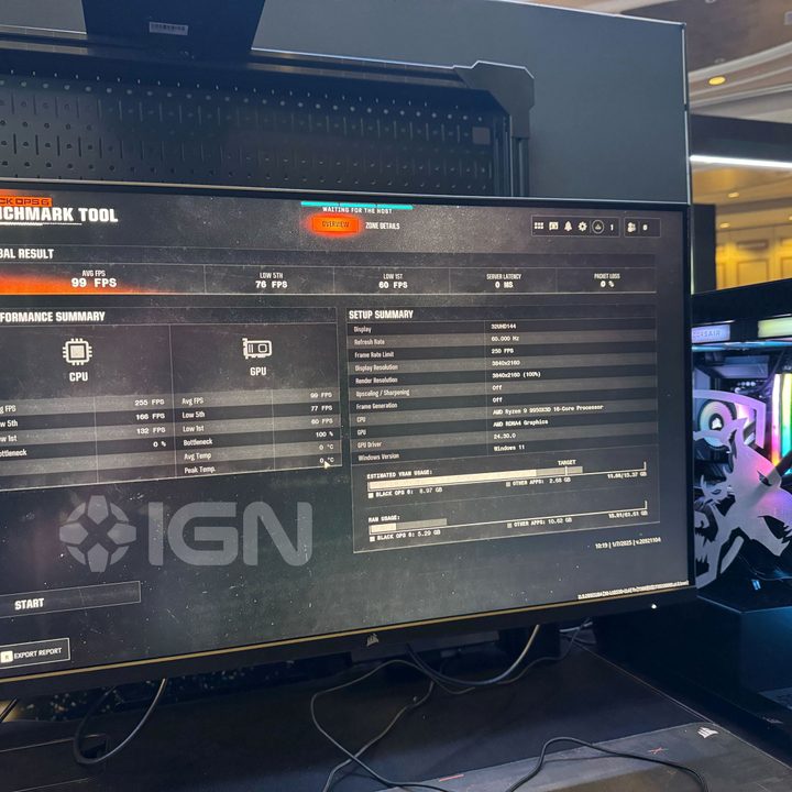A PC running Call of Duty, with the RX 9070 inside.