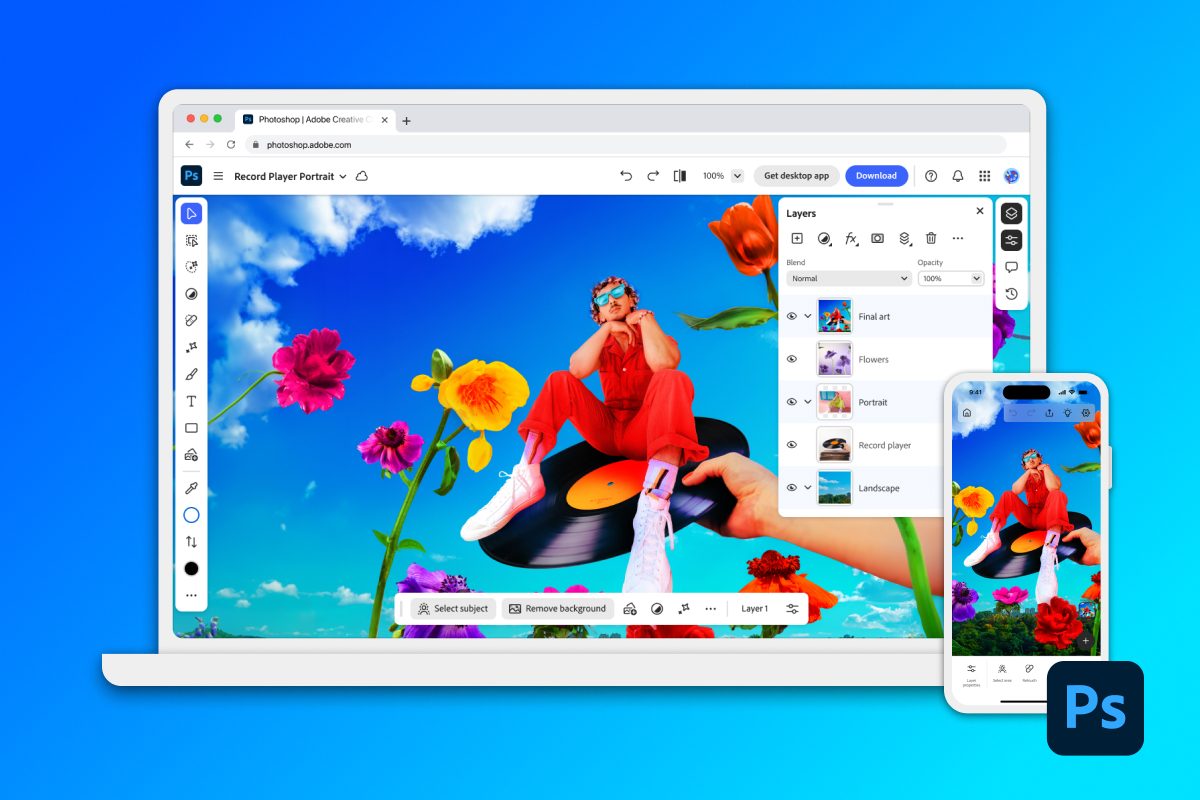 Adobe Photoshop app for iPhone and Web