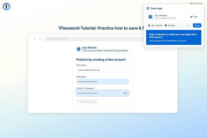 1Password showed a helpful tutorial when I installed the browser extension.