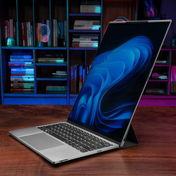 The ThinkBook Flip AI PC vertical mode.