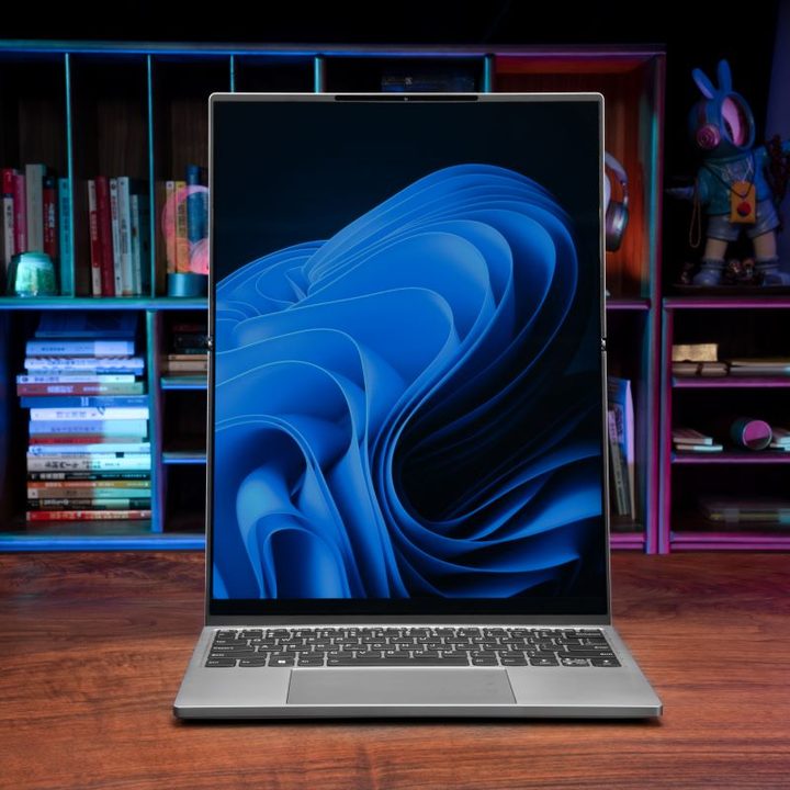 The ThinkBook Flip AI PC vertical mode.