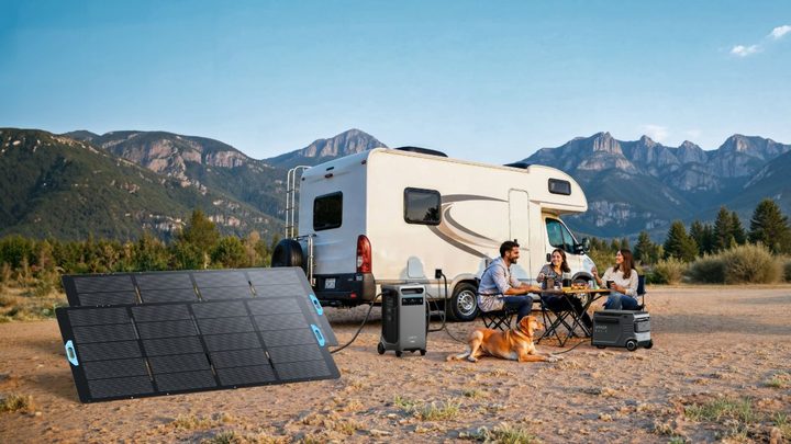 Anker Solix F3800 Plus with solar panels attached