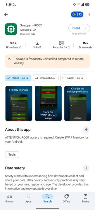 A warning from the Google Play Store about app quality.