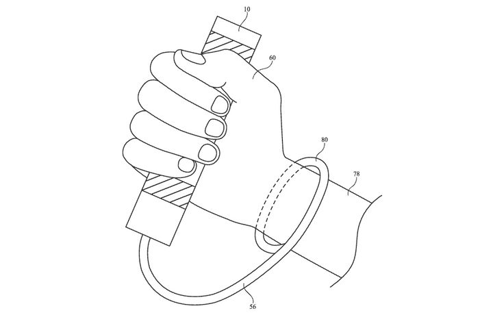 A patent showing a controller designed by Apple for the Vision Pro headset.