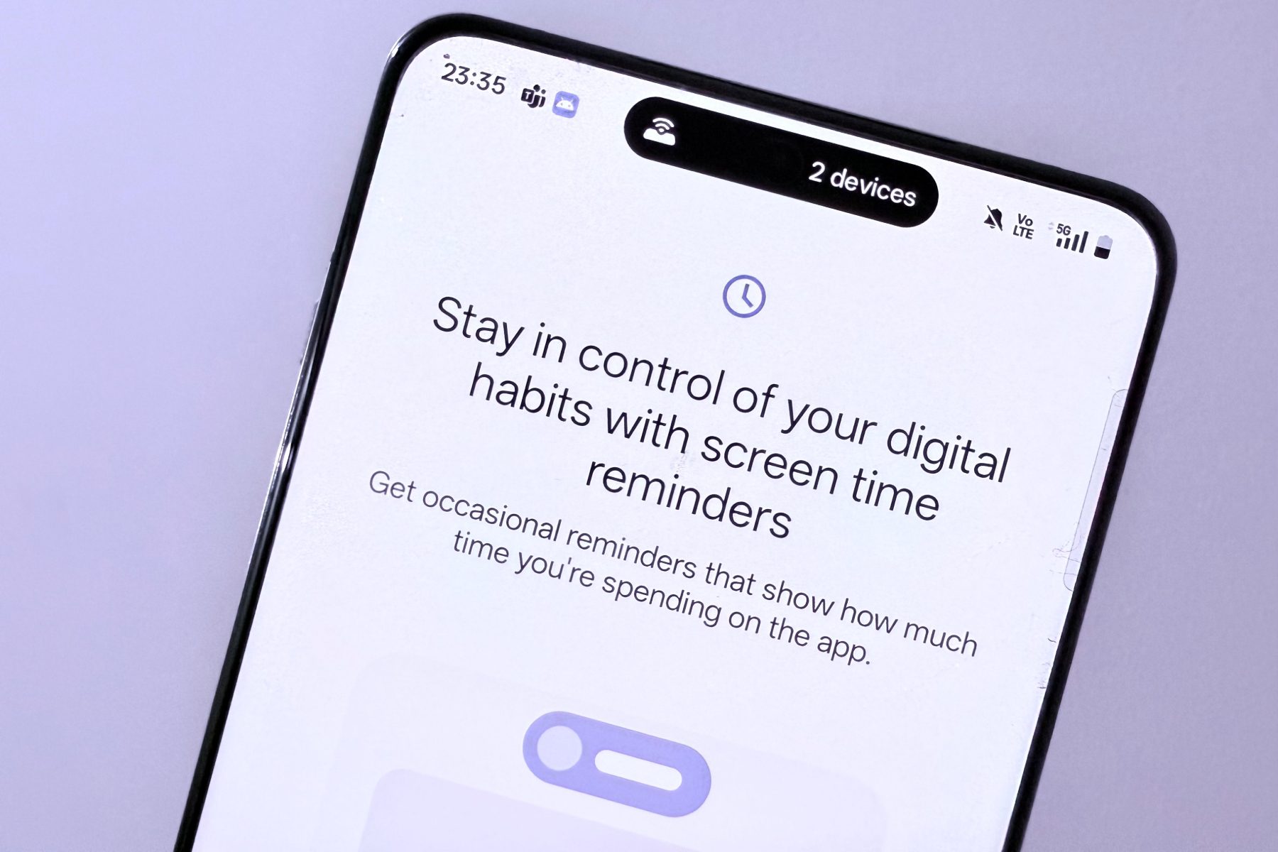 Digital Wellbeing tools on an Android phone.