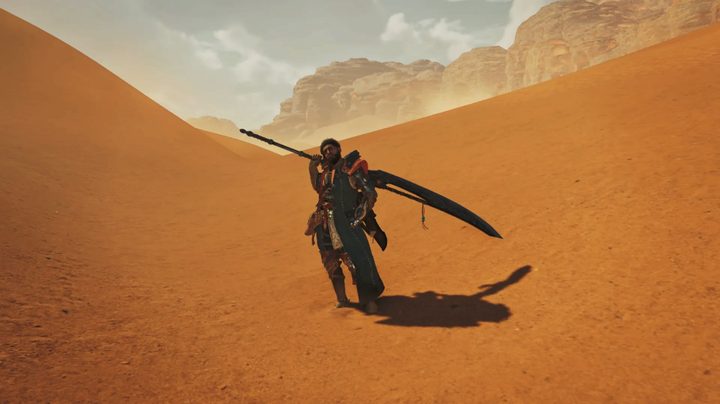 A Monster Hunter Wilds character wielding the Long Sword.