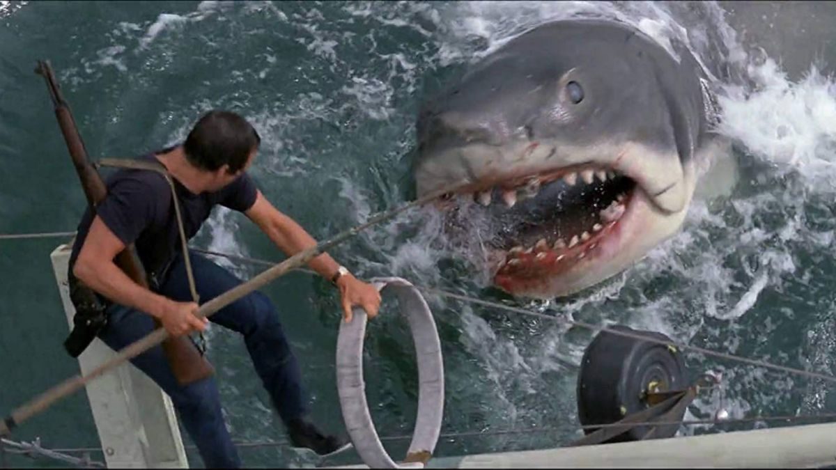 The shark attacks the boat in "Jaws."