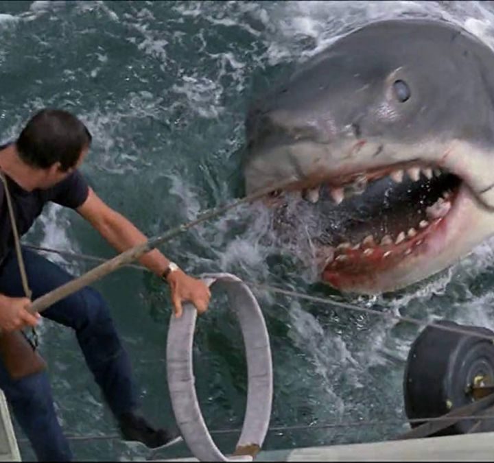 Jaws attacks the boat in Jaws