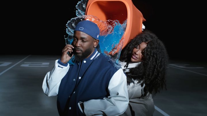 Kendrick Lamar and SZA in a promo for the Super Bowl LIX Apple Music Halftime Show.