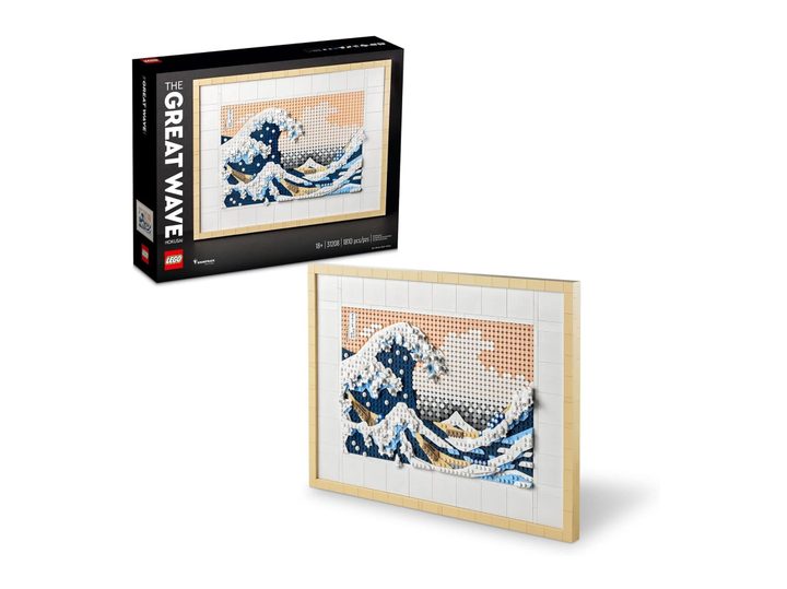 A completed Lego Art Hokusai The Great Wave model.