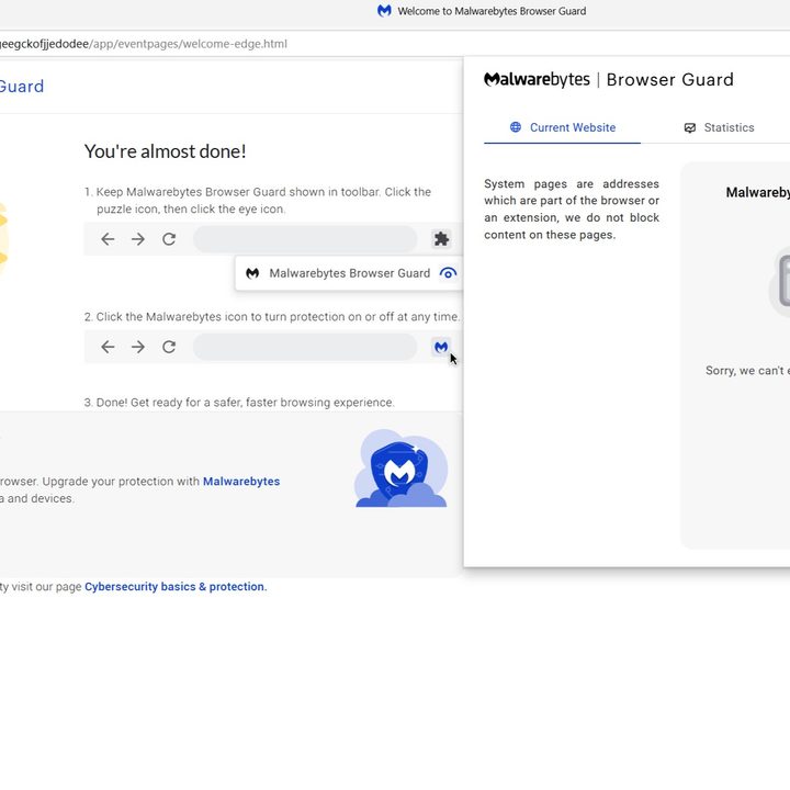 Malwarebytes Browser Guard is a free extension that helps block malware downloads.