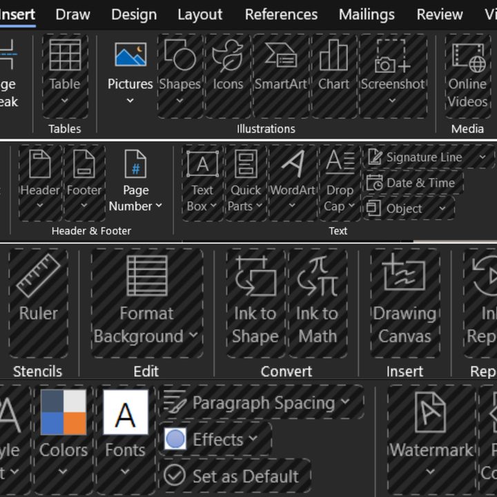 Missing tools in the free ad-supported version of Word.