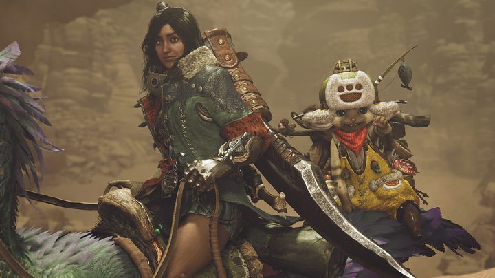 A haunter and palico in Monster Hunter Wilds.