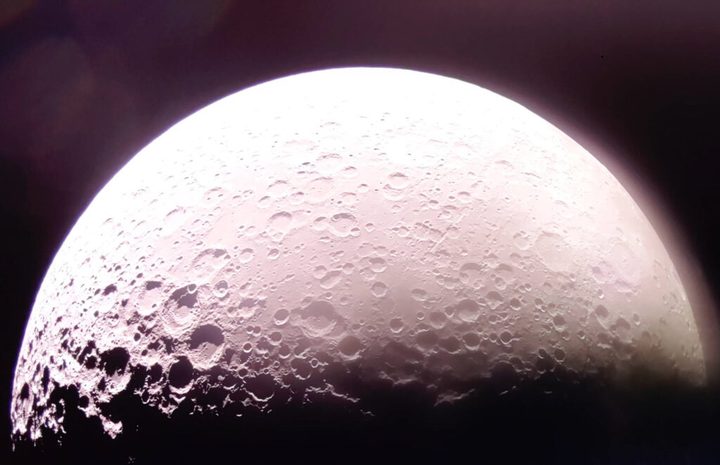 While in lunar orbit, Firefly’s Blue Ghost lander captured an image of the Moon’s south pole on the far left.