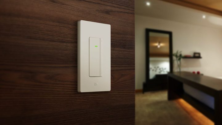 Eve Dimmer Switch installed on a wall.