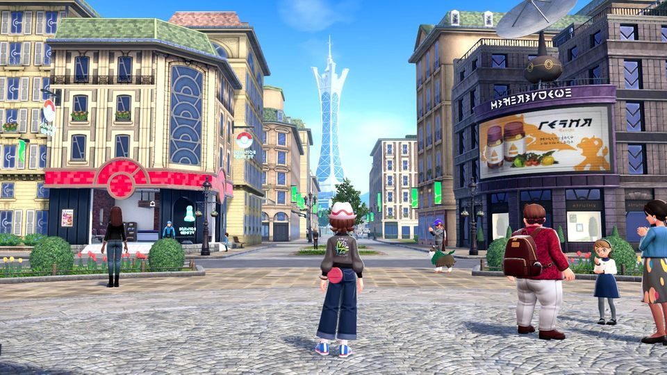 The trainer from Pok&eacute;mon Legend Z-A in a plaza.