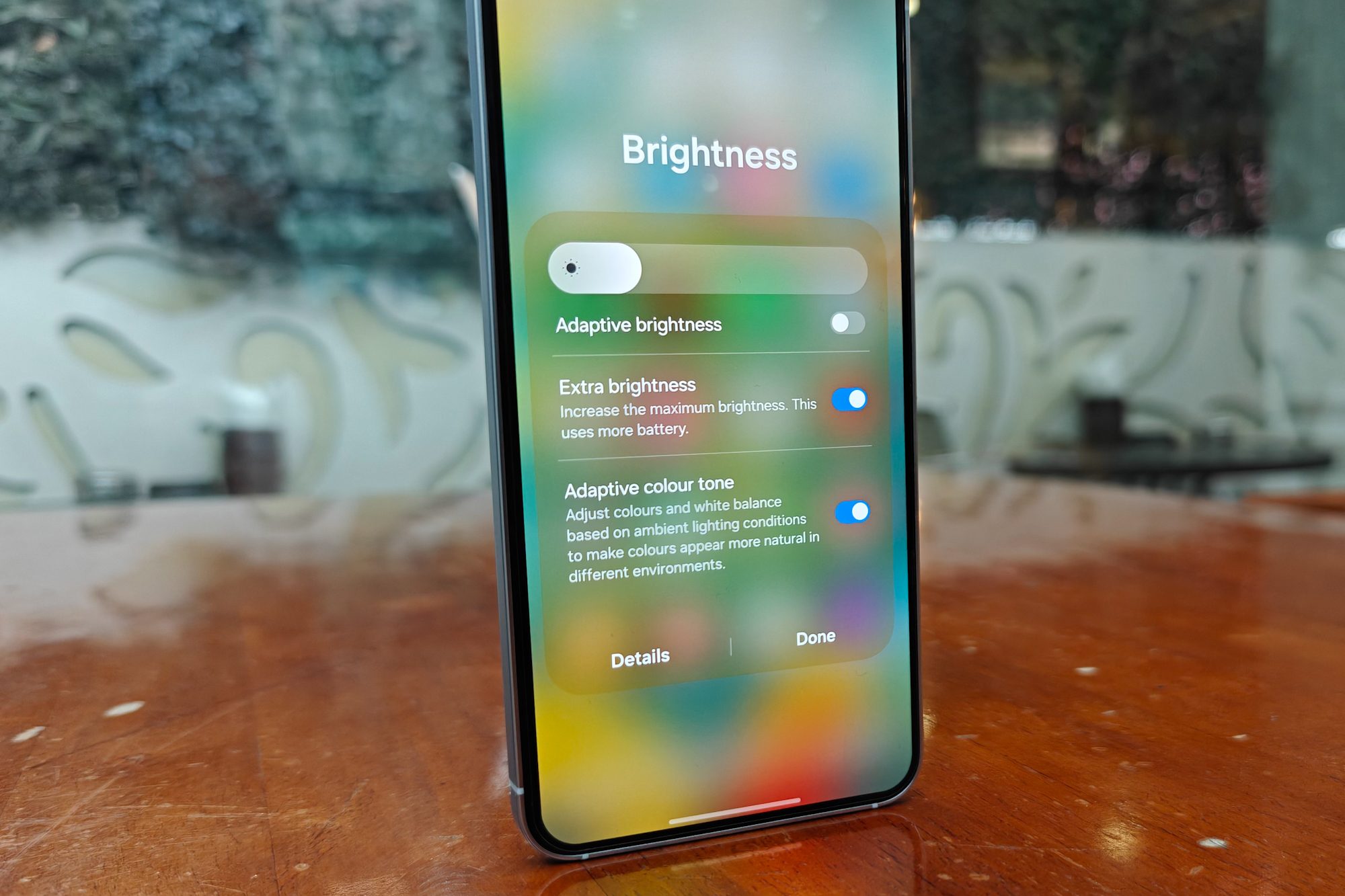 Brightness controls on Samsung Galaxy S25.