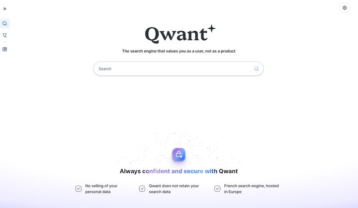 Qwant French search engine home page.