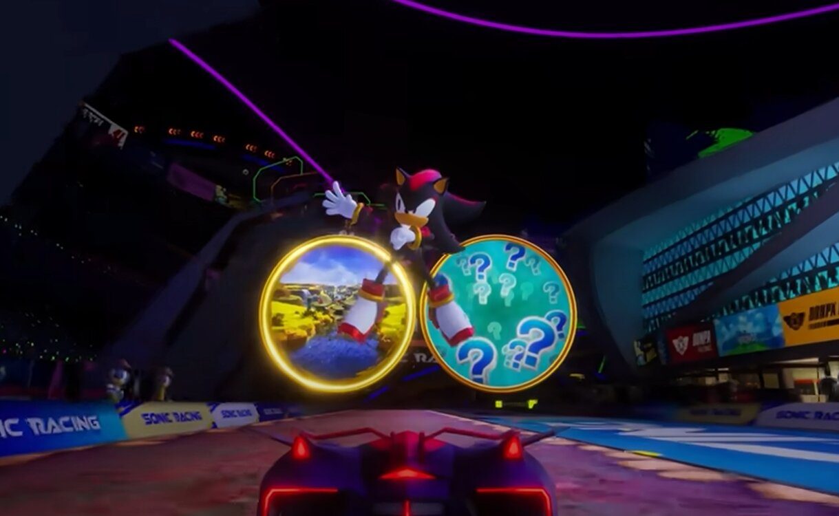 Shadow the Hedgehog in Sonic Racing: CrossWorlds.
