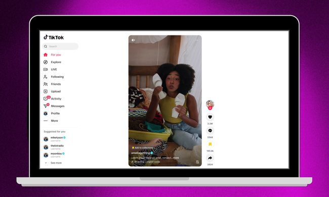 Home page of TikTok on Web.