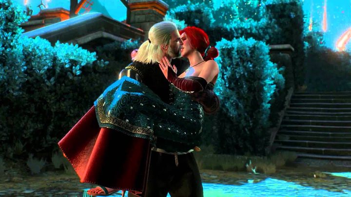 Geralt holding triss in Witcher 3