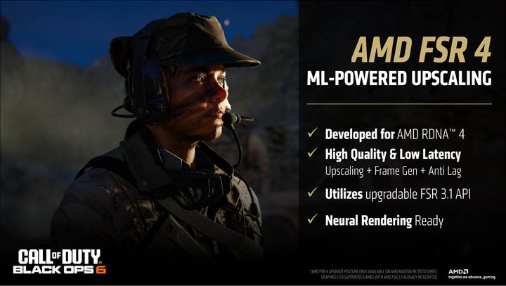 A slide highlighting the key features of AMD's FSR