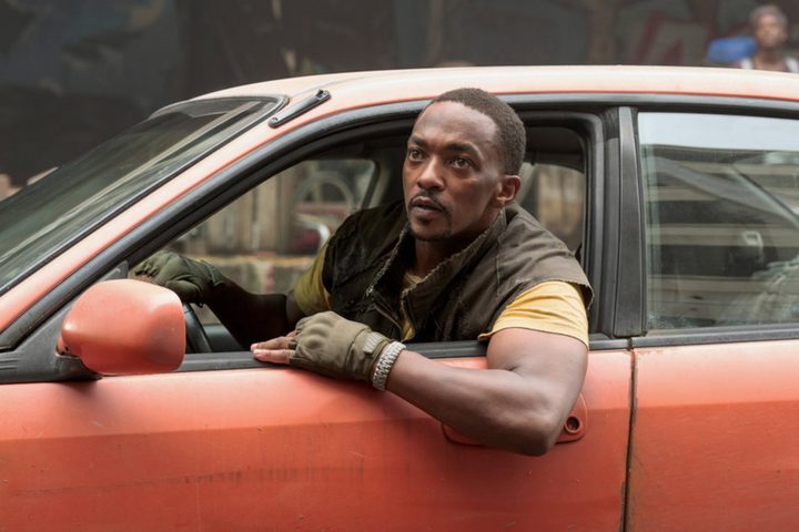 Anthony Mackie hands outside of his car in Twisted Metal.