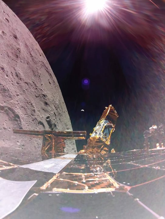 A still from footage captured by Blue Ghost shortly after its second lunar orbit maneuver.