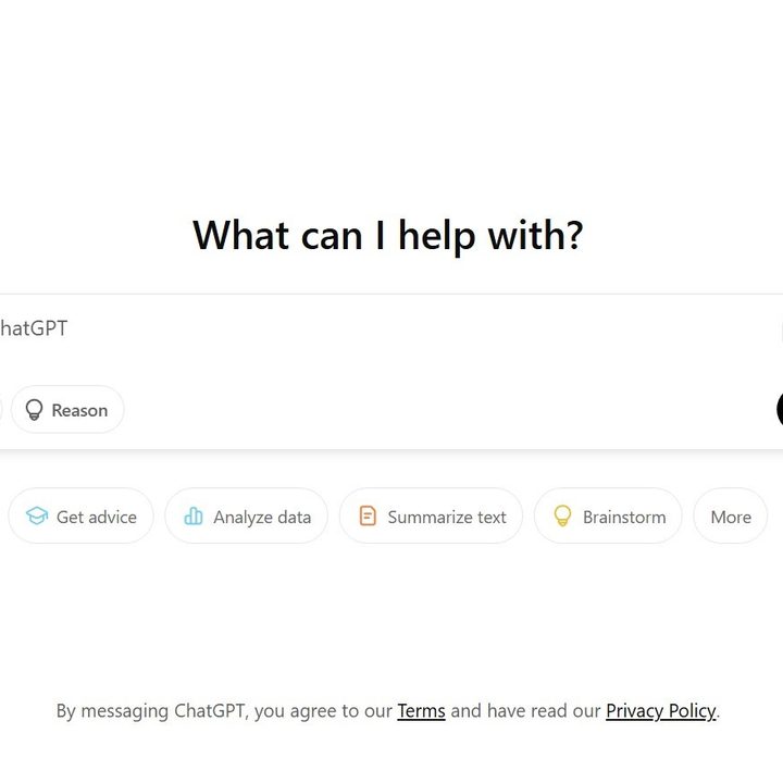 OpenAI ChatGPT search on the chatgpt.com mainpage.