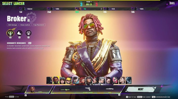Broker appears on a Fragpunk character select screen.