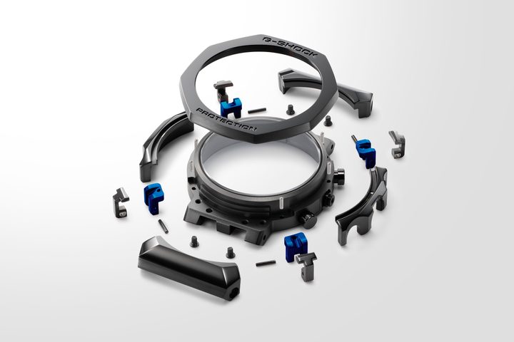 The bezel's components on the Casio G-Shock MRG-B2100R-2A watch.