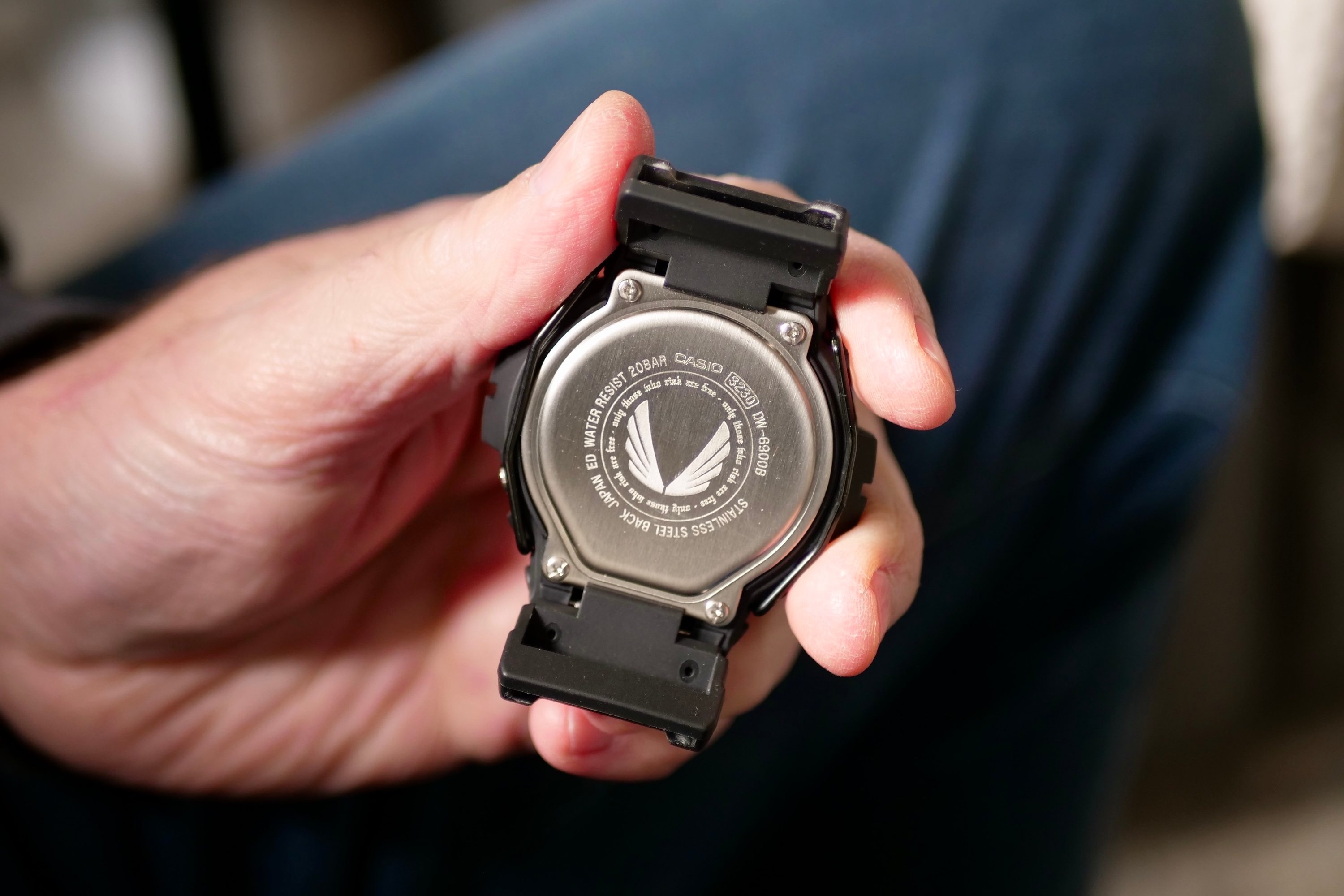 The G-Shock x ASRV DW-6900's case back.