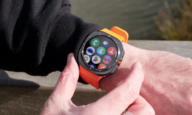 A person wearing the Samsung Galaxy Watch Ultra.