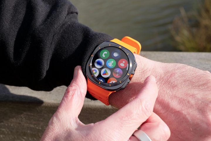 A person wearing the Samsung Galaxy Watch Ultra.