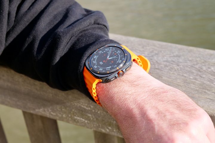 A person wearing the Samsung Galaxy Watch Ultra.