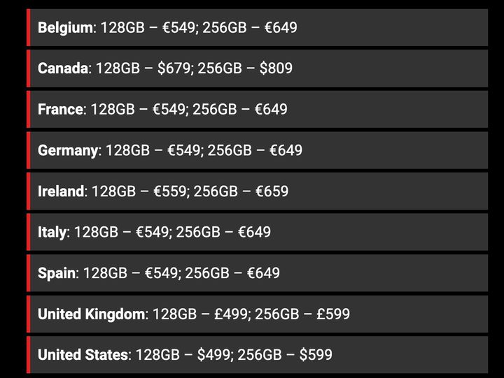Google Pixel 9a pricing.