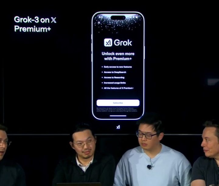 Elon Musk and the xAI team launching Grok 3.
