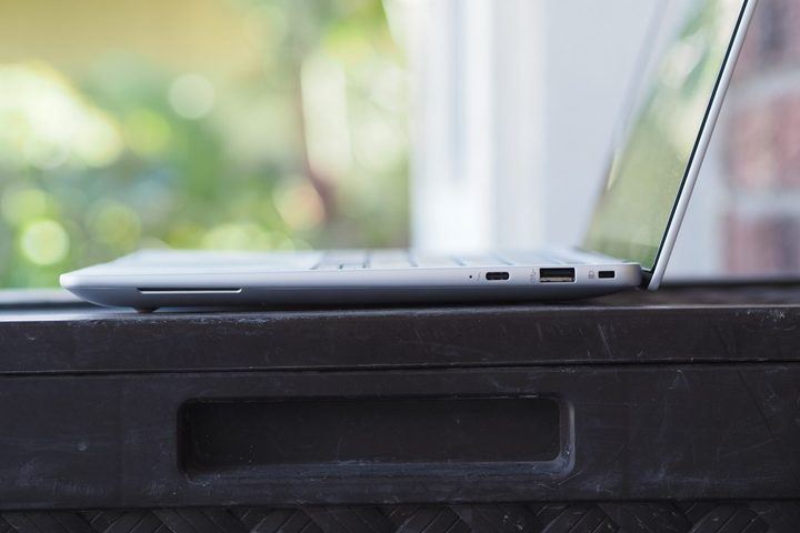 HP EliteBook X G1a side view showing lid and ports.