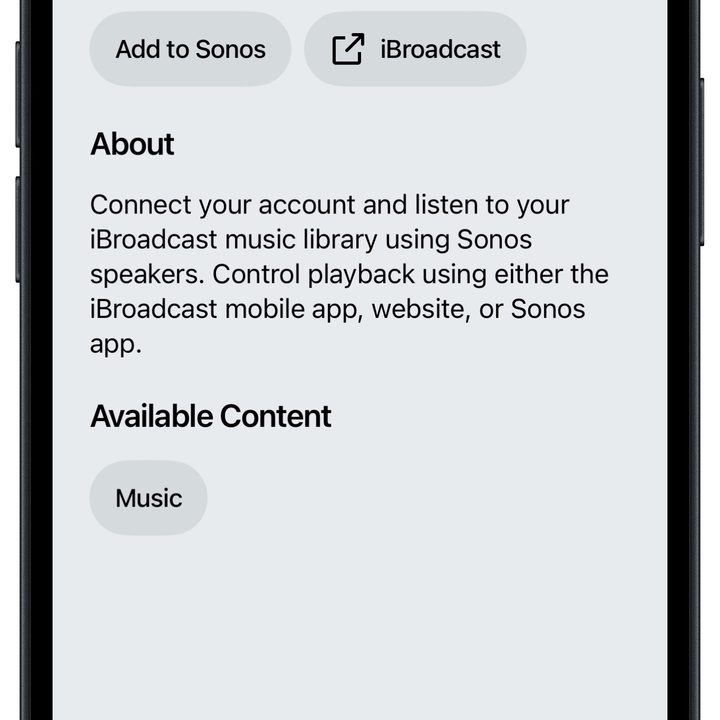 Adding iBroadcast account to Sonos.