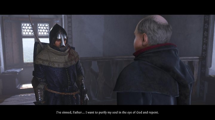 Asking a priest for forgiveness.