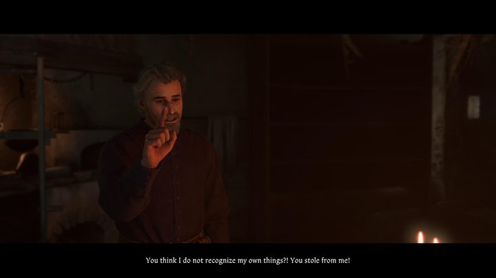 A merchant warns the player for selling a stolen item.