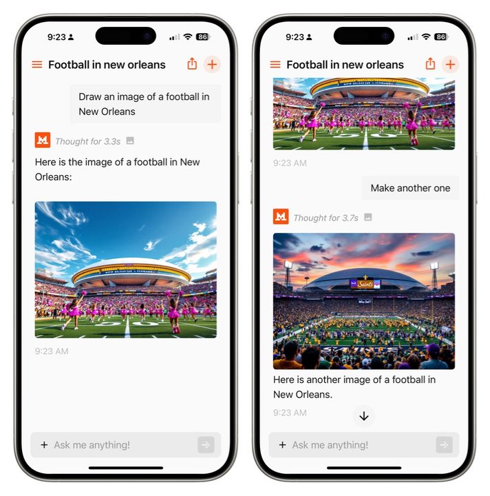 Screenshots showing Le Chat on iPhone.
