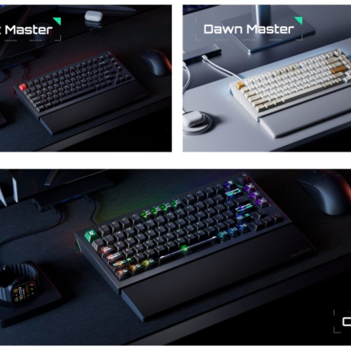 All three colors of the Lemokey L5 HE 8K gaming keyboard