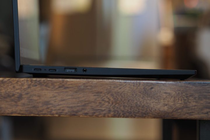 Lenovo ThinkPad T14s Gen 6 side view showing lid and ports.