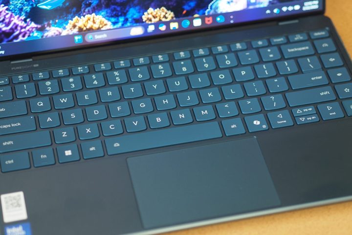 Lenovo Yoga Slim 9i 14 Gen 10 top down view showing keyboard.