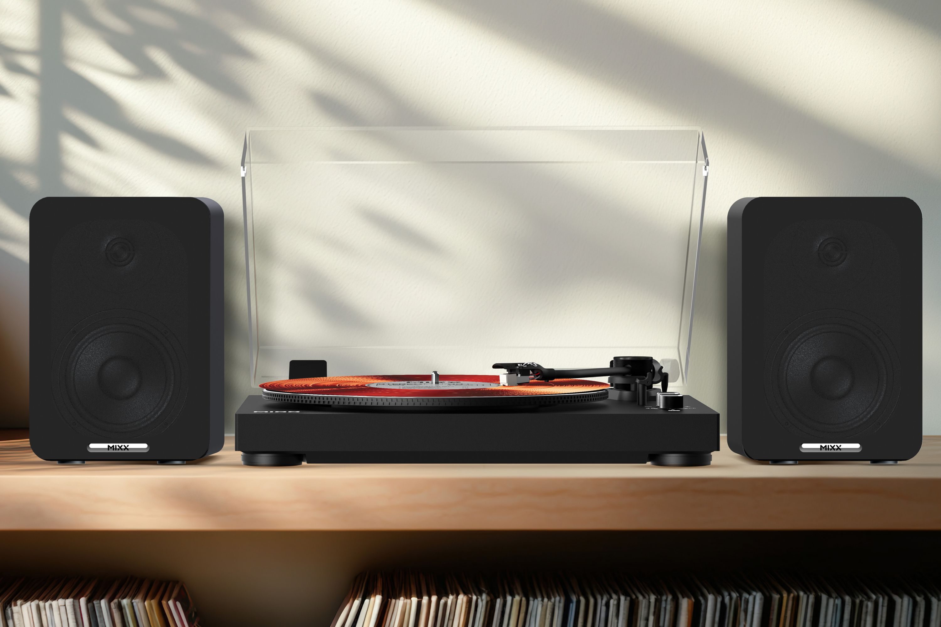 Mixx packages a Bluetooth turntable with wireless speakers for