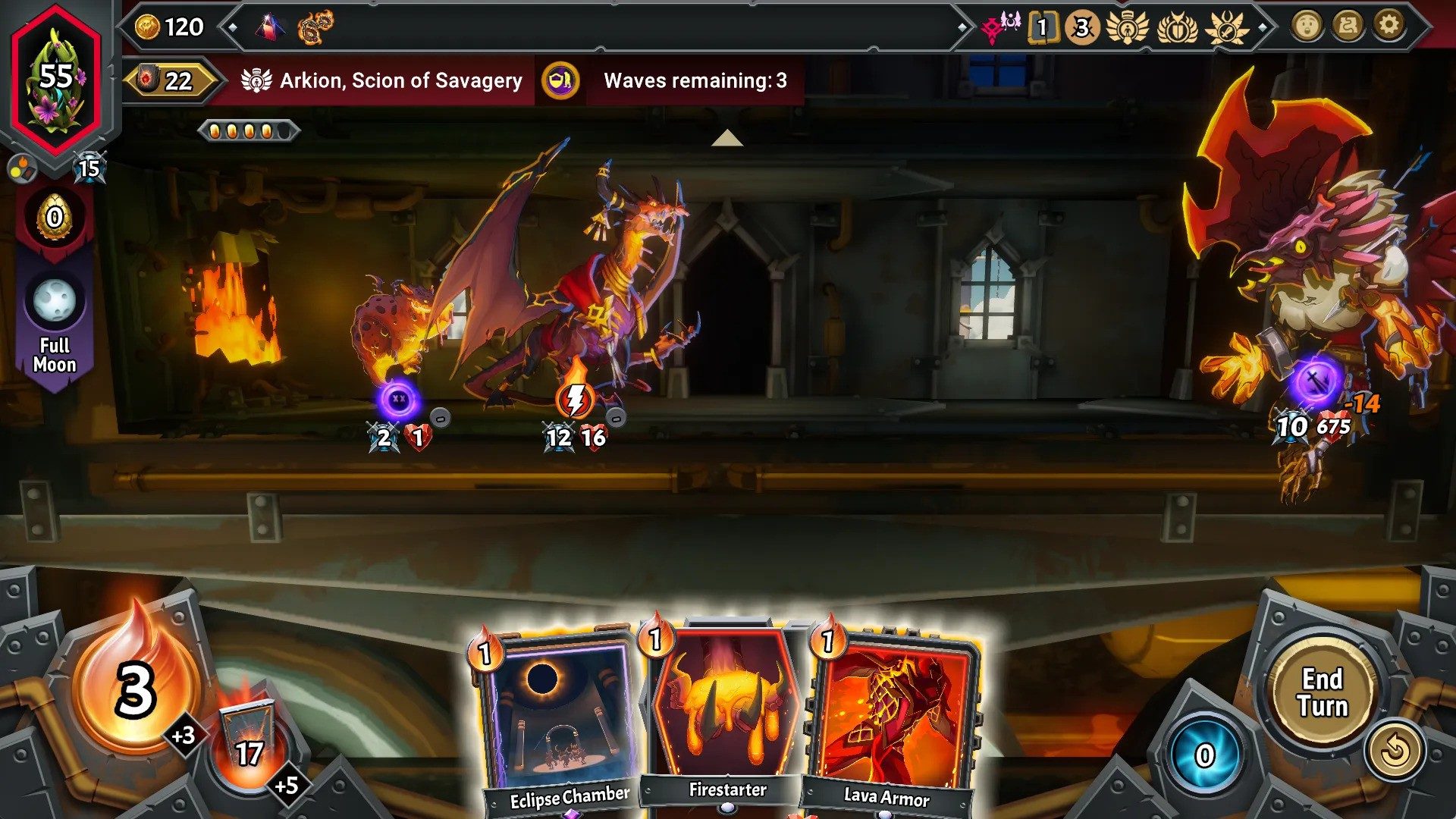 Demons fight on a train in Monster Train 2.